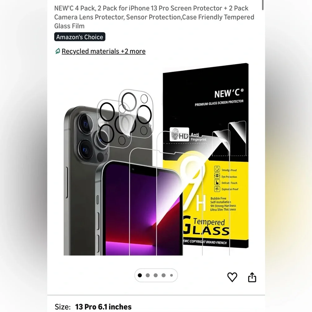 Tempered Glass Screen Protector for iPhone 13 Pro - Black